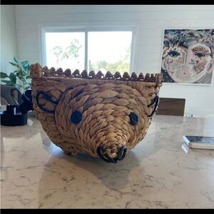 Pottery Barn Kids Handcrafted Woven Animal Basket - Natural Brown